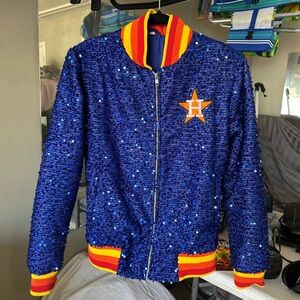 Houston Astros Baseball Blue Sequin Ladies Jacket with Star Patch large